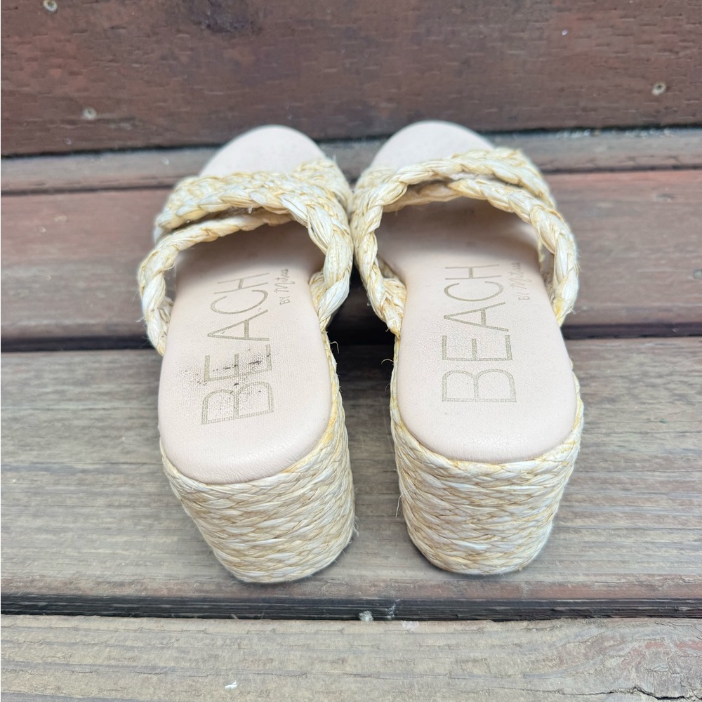 Anthropologie Beach By Matisse Reflection Raffia Platform Slide Shoes Size 9 - Picture 5 of 6
